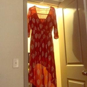 Burnt orange hi low maxi dress